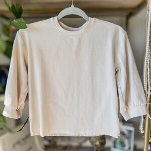 Athleta Girl Change Maker Chantilly Cream Ribbed Sweatshirt, Girls Size Small/7